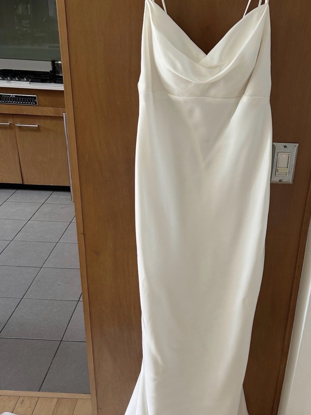 Minimalist Ivory Cowl Slip Wedding Dress